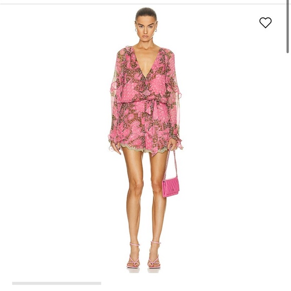 HEMANT & NANDITA Pakhi Romper - Pink Floral Long Sleeve. Sz XS. EUC